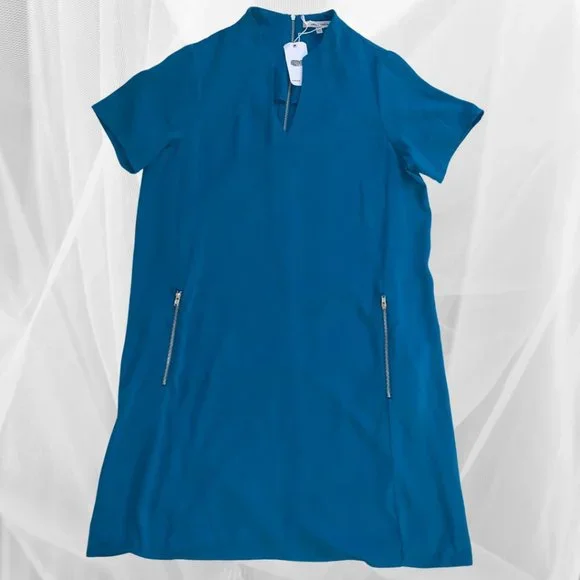 Naked Zebra Blue Midi Dress Size M Light Weight - Picture 1 of 7